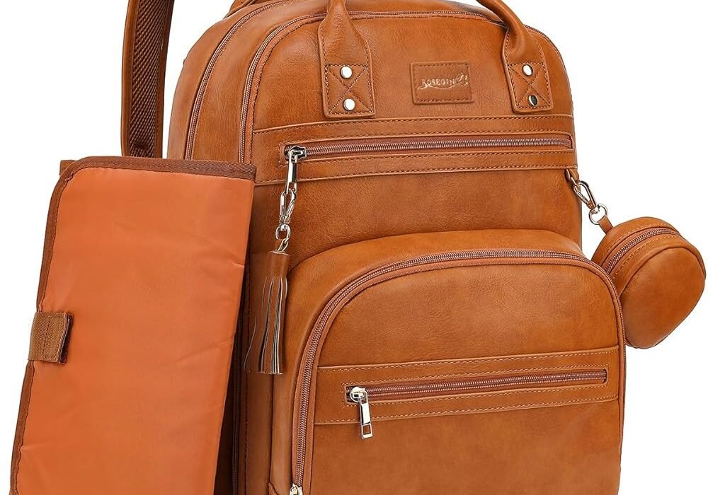 Stylish & Functional Vegan Leather Diaper Backpack for Parents Leather